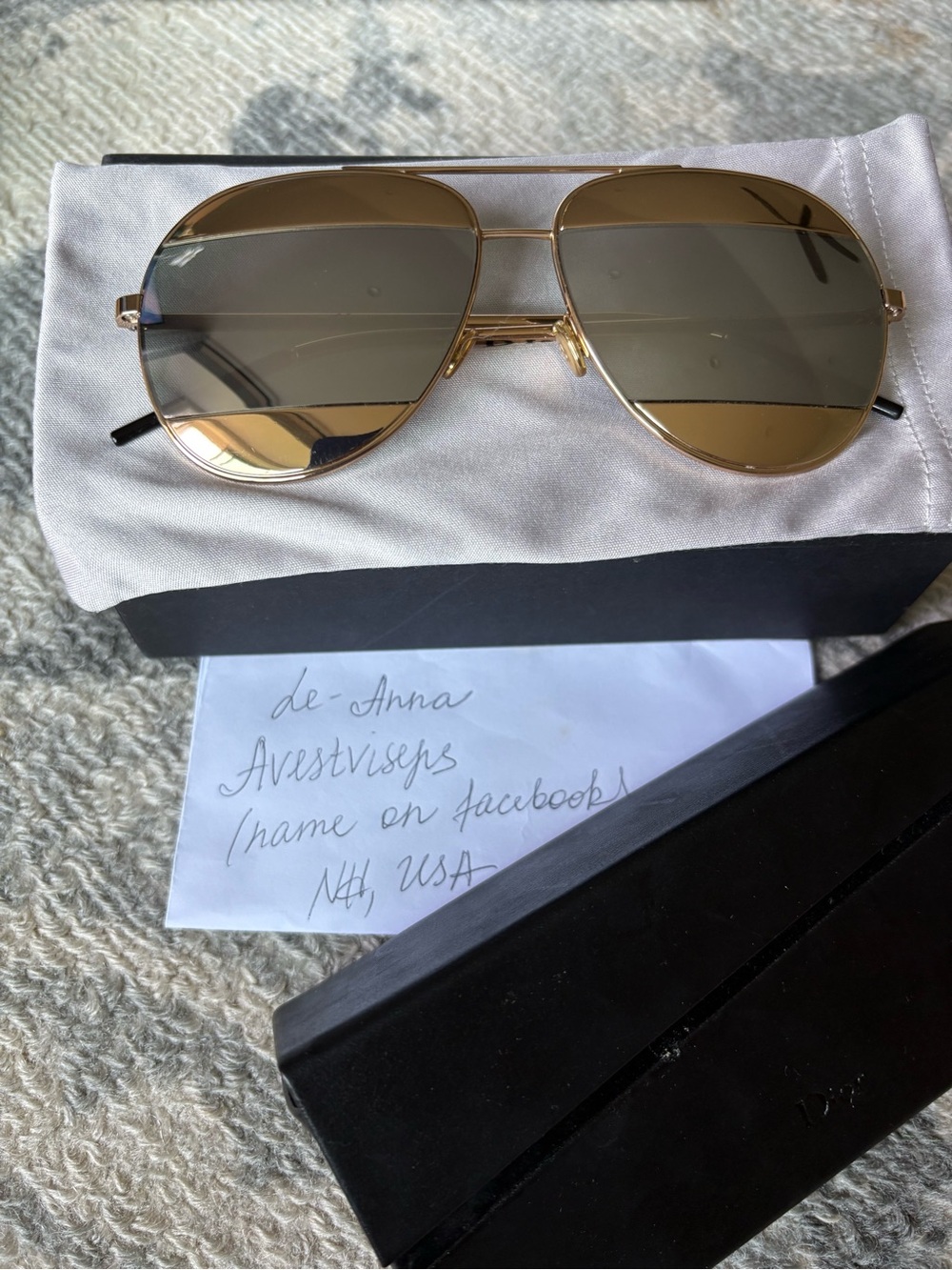 Dior Men’s Gold Frame Aviator Sunglasses with Brown/Gold Lenses
